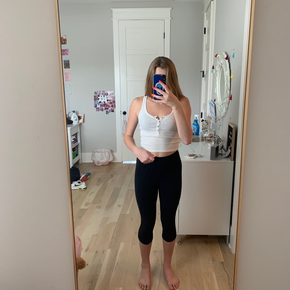 Lululemon 19” black crops with mesh detailing